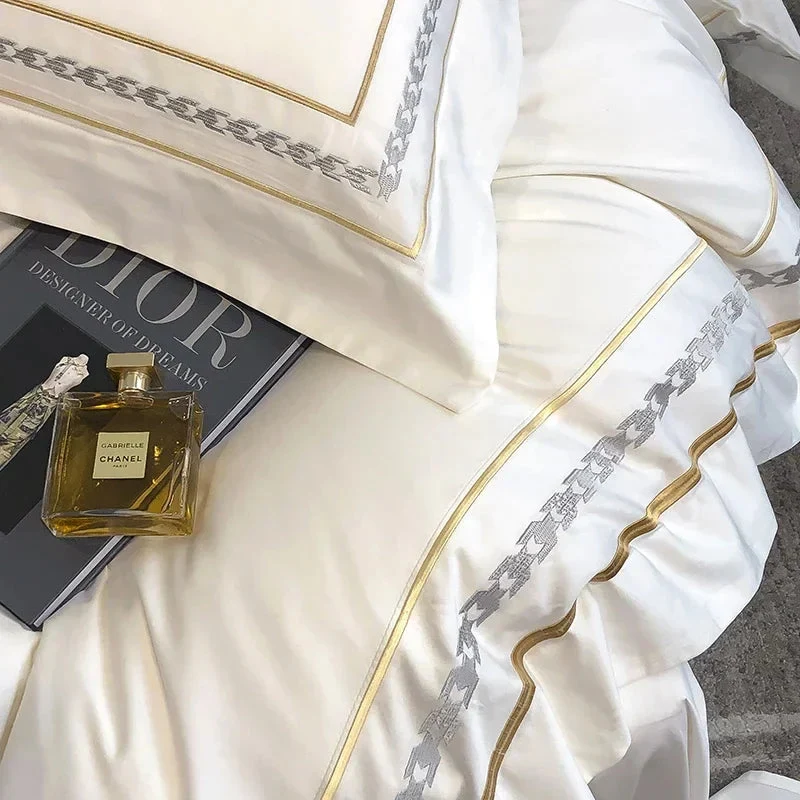 Egyptian Cotton beddengoedset 4-delig – hotel look met sierborduursel