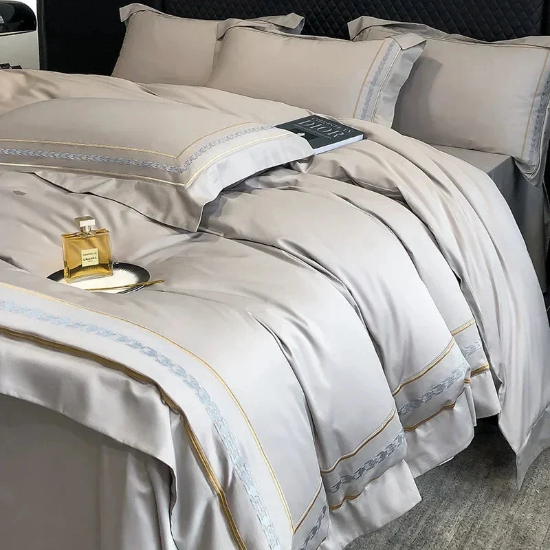 Egyptian Cotton beddengoedset 4-delig – hotel look met sierborduursel