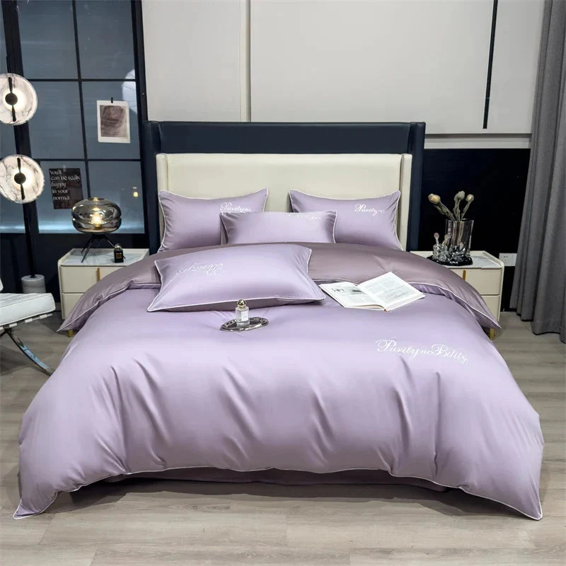 Egyptian Cotton dekbedovertrekset – Dubbelzijdig uni-design met sierbies