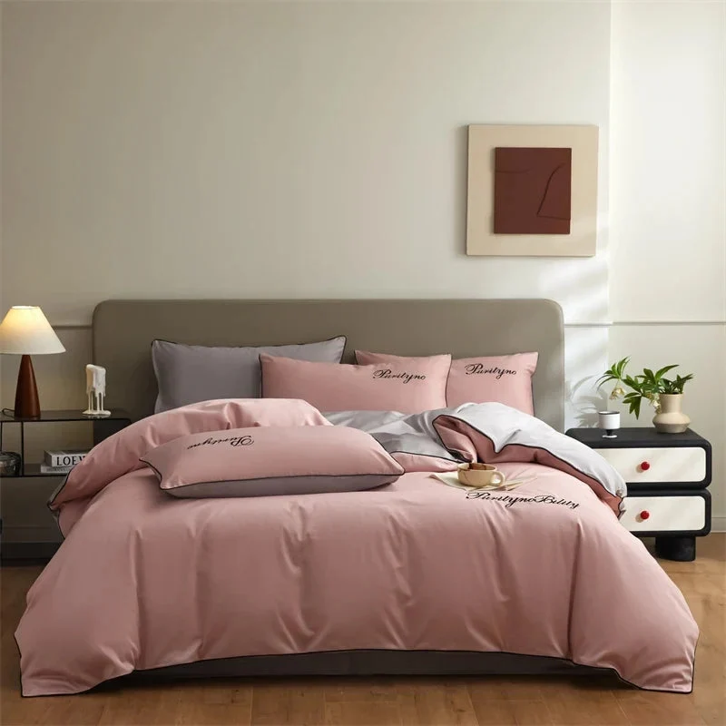 Egyptian Cotton dekbedovertrekset – Dubbelzijdig uni-design met sierbies
