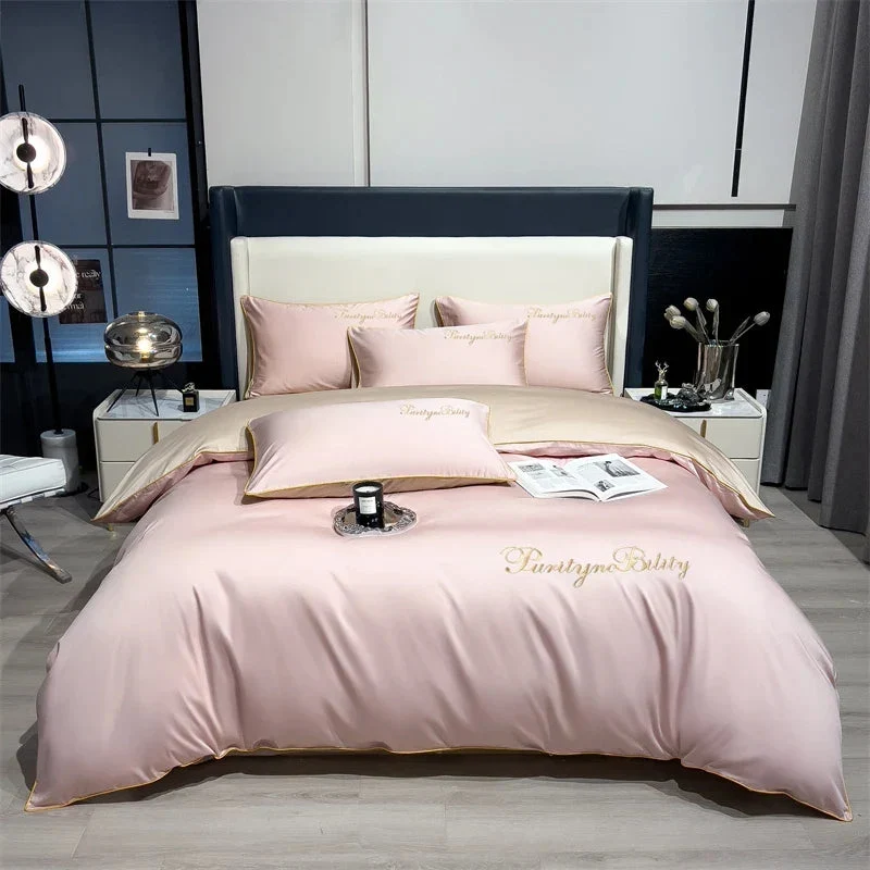 Egyptian Cotton dekbedovertrekset – Dubbelzijdig uni-design met sierbies