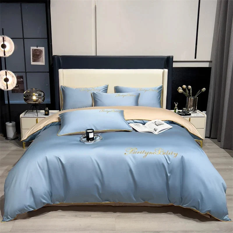 Egyptian Cotton dekbedovertrekset – Dubbelzijdig uni-design met sierbies