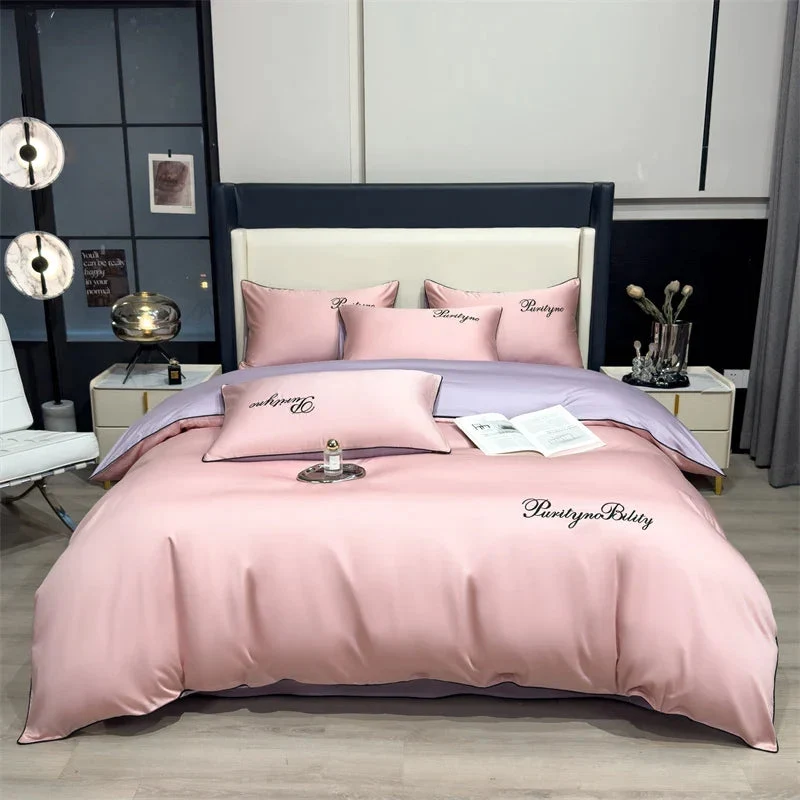 Egyptian Cotton dekbedovertrekset – Dubbelzijdig uni-design met sierbies