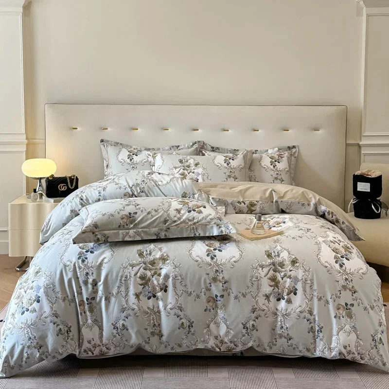 Egyptian Cotton dekbedovertrekset – Botanisch dessin met ritssluiting
