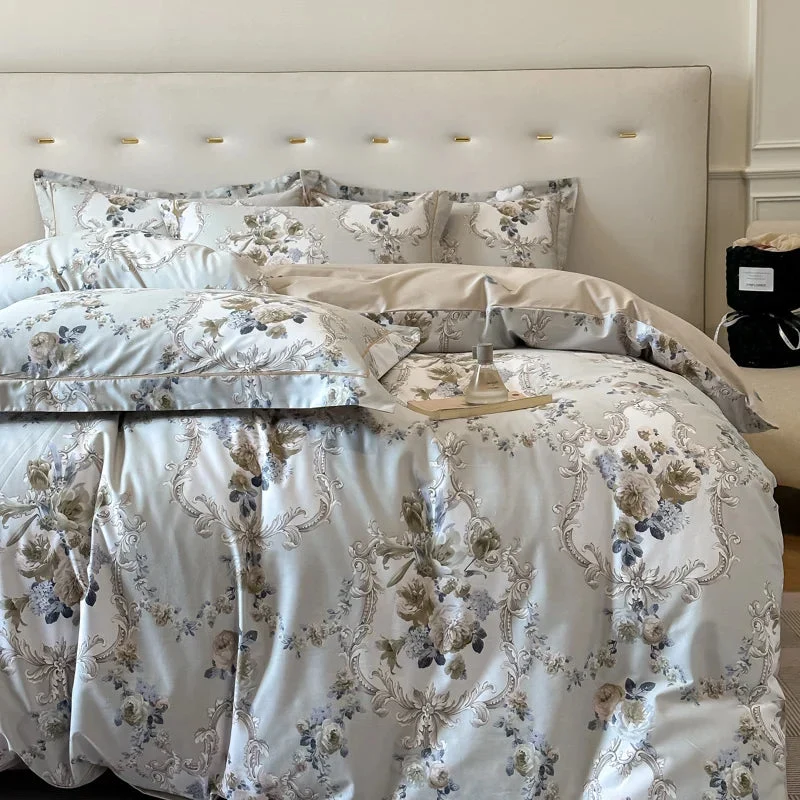 Egyptian Cotton dekbedovertrekset – Botanisch dessin met ritssluiting