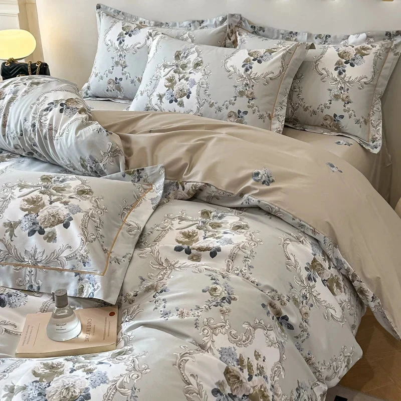 Egyptian Cotton dekbedovertrekset – Botanisch dessin met ritssluiting