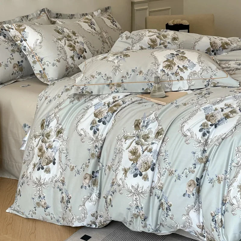 Egyptian Cotton dekbedovertrekset – Botanisch dessin met ritssluiting