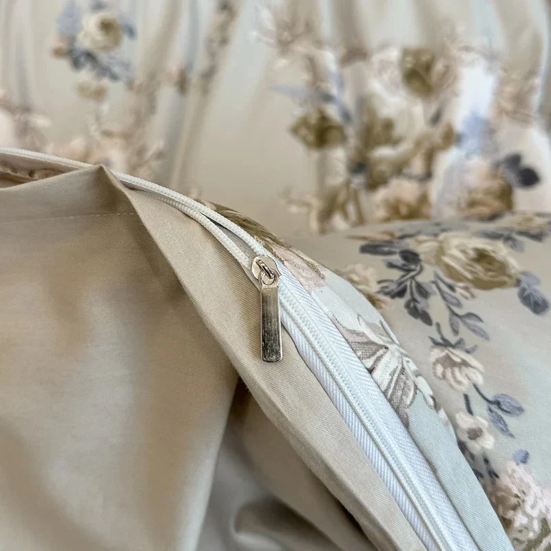 Egyptian Cotton dekbedovertrekset – Botanisch dessin met ritssluiting