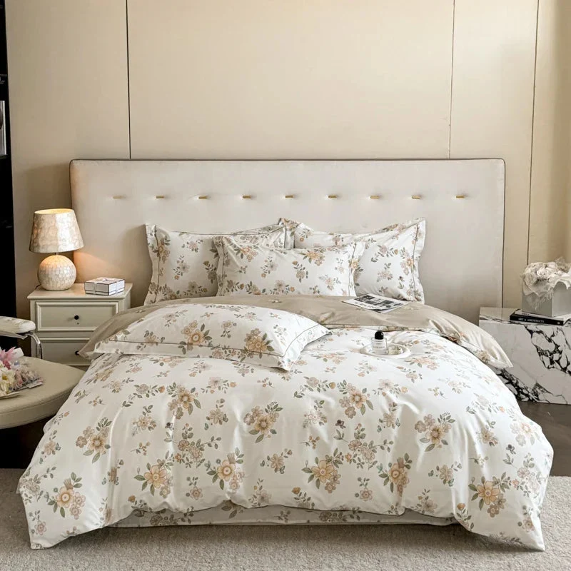 Egyptian Cotton dekbedovertrekset – Botanisch dessin met ritssluiting