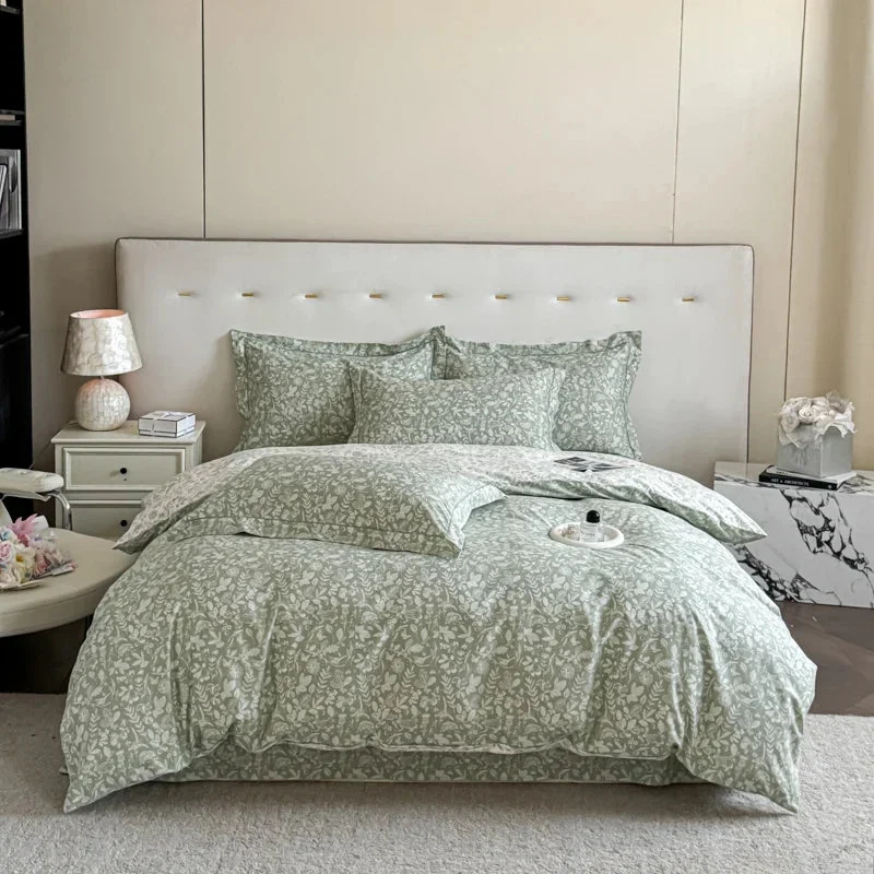 Egyptian Cotton dekbedovertrekset – Botanisch dessin met ritssluiting