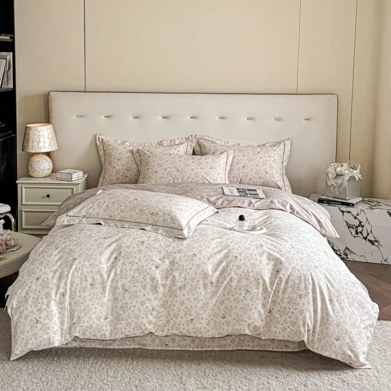 Egyptian Cotton dekbedovertrekset – Botanisch dessin met ritssluiting