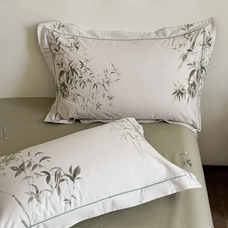 Egyptian Cotton Bettwäsche 3-teilig – Botanisches Muster für Doppelbett