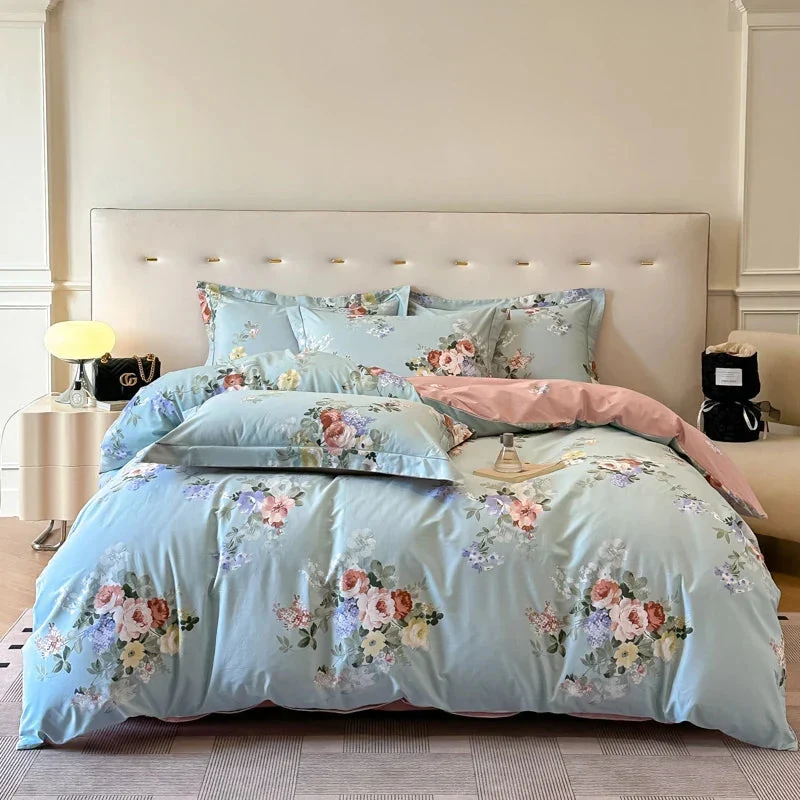 Egyptian Cotton Bettwäsche 3-teilig – Botanisches Muster für Doppelbett