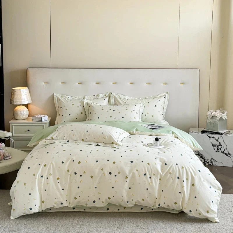 Egyptian Cotton Bettwäsche 3-teilig – Botanisches Muster für Doppelbett