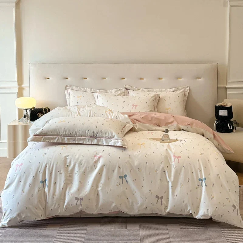 Egyptian Cotton Bettwäsche 3-teilig – Botanisches Muster für Doppelbett