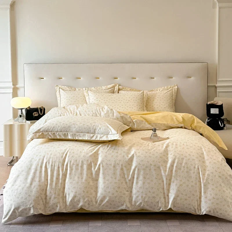 Egyptian Cotton Bettwäsche 3-teilig – Botanisches Muster für Doppelbett