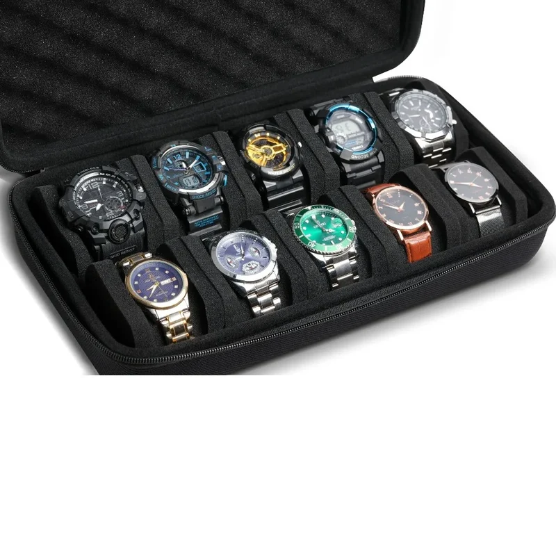 Horlogekoffer – Voor 5 of 10 Horloges met Harde Buitenkant en Handvat