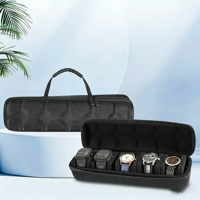 Horlogekoffer – Reisetui voor 5 of 15 Horloges met Ritssluiting en Handvat