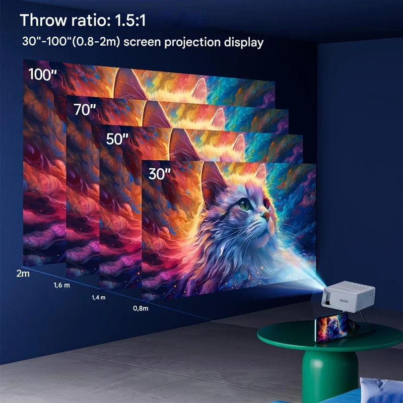 Mini LED Projector – HDMI, USB & Draagbaar voor Films en Presentaties