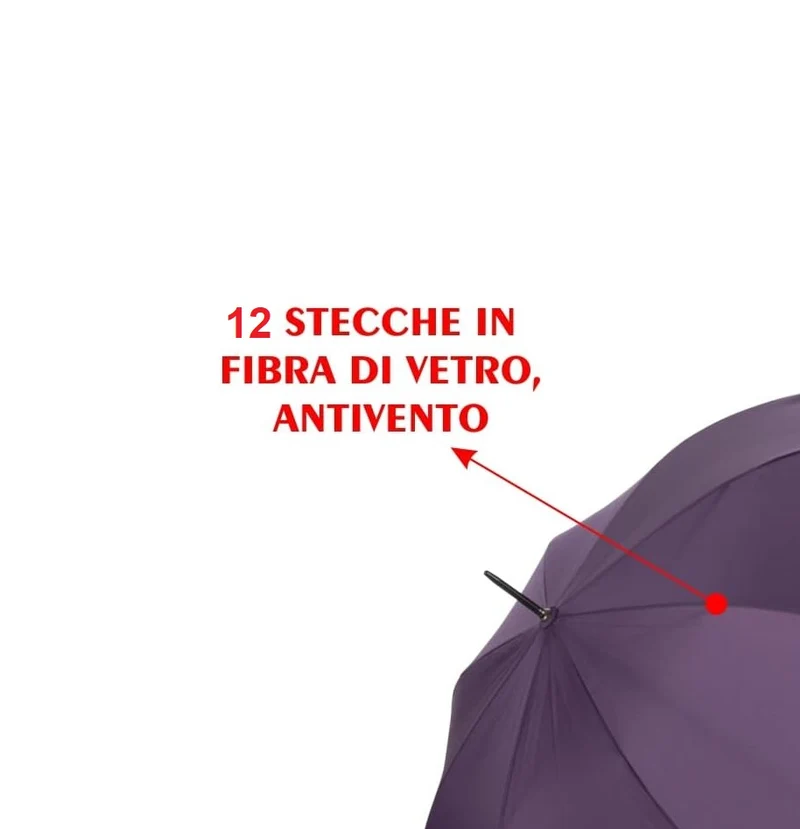 Set 4 Ombrelli Grandi Automatici a 12 Stecche in Fibra Antivento Vari Colori