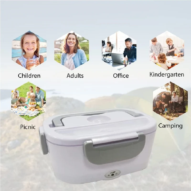 Scaldavivande Porta Pranzo Termico Elettrico 220/12Volt Portatile Bianco