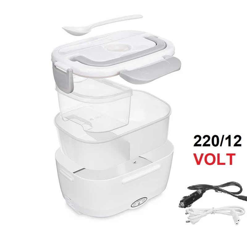 Scaldavivande Porta Pranzo Termico Elettrico 220/12Volt Portatile Bianco