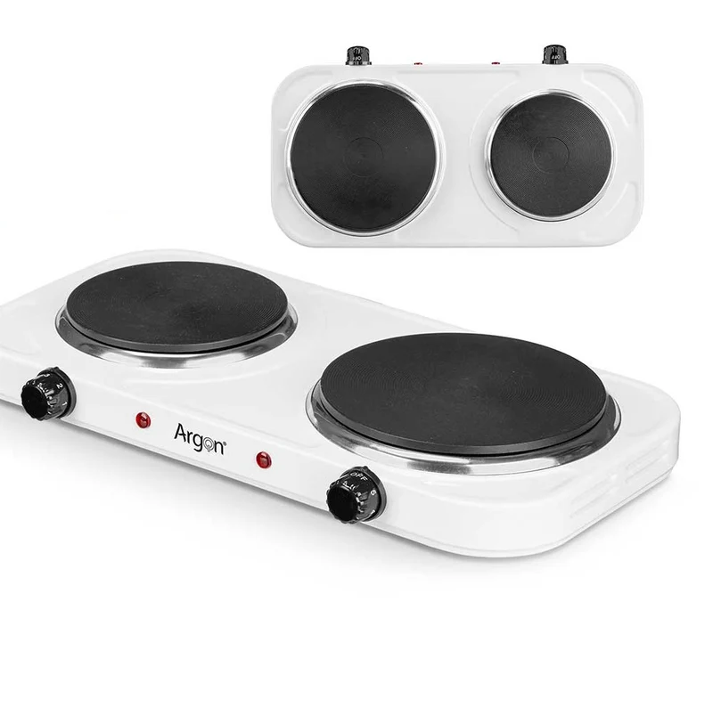 Fornello elettrico 2Piastre Piano Cottura Doppio Portatile 2500Watt Bianco