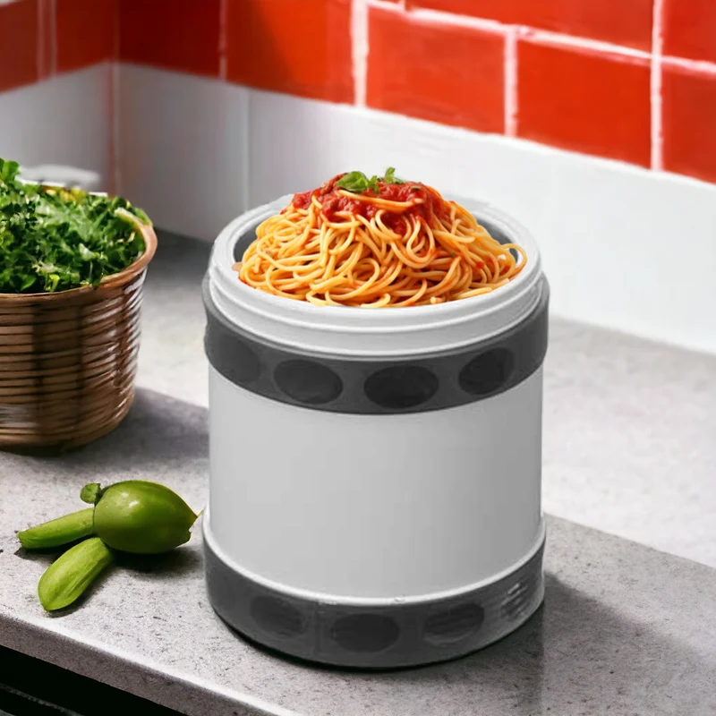 Contenitori con 2 Box Porta Pranzo in Acciaio e Plastica Lunch Capacità 1200 ml