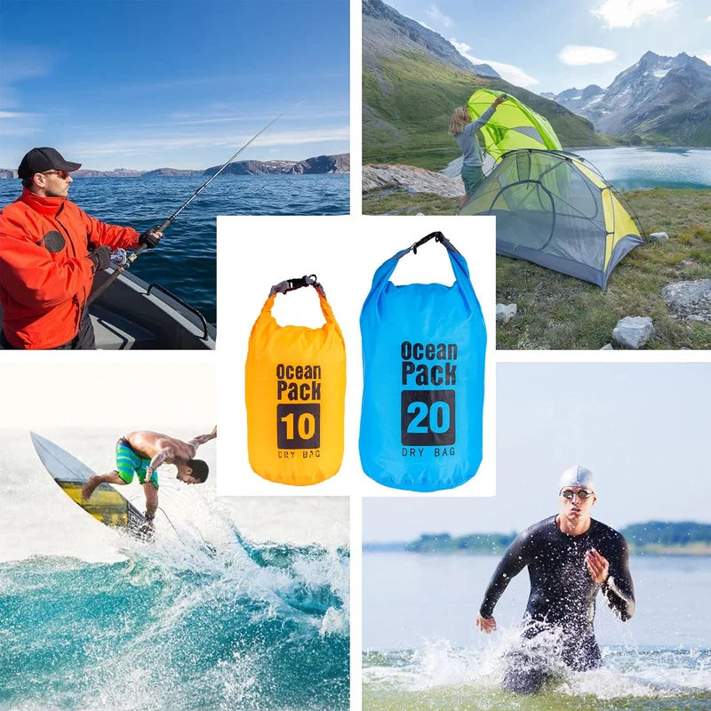 Kit 2pz Borsa Impermeabile 10LT+20LT Sacca Chiusura a Rotolo per Kayak Rafting