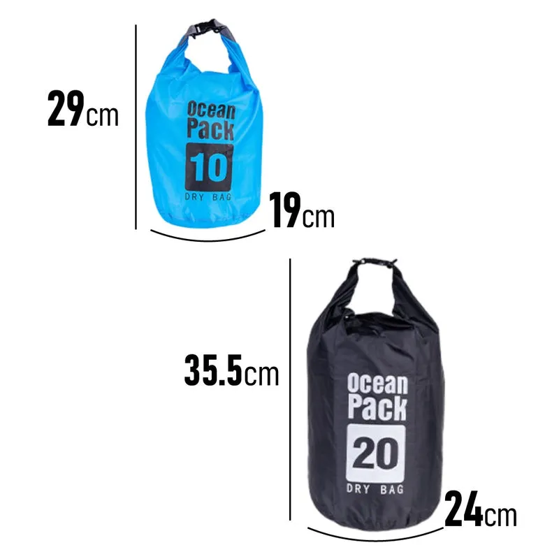 Kit 2pz Borsa Impermeabile 10LT+20LT Sacca Chiusura a Rotolo per Kayak Rafting