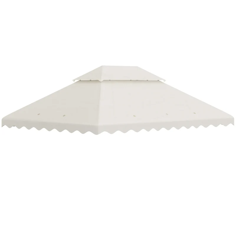 Ricambio Tettuccio per Gazebo 4x3mt Tetto a 2 Livelli in Poliestere Crema AntiUV