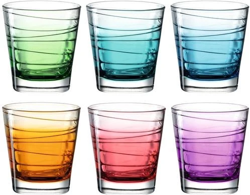 Set 6 Bicchieri Vetro Colorati Vario