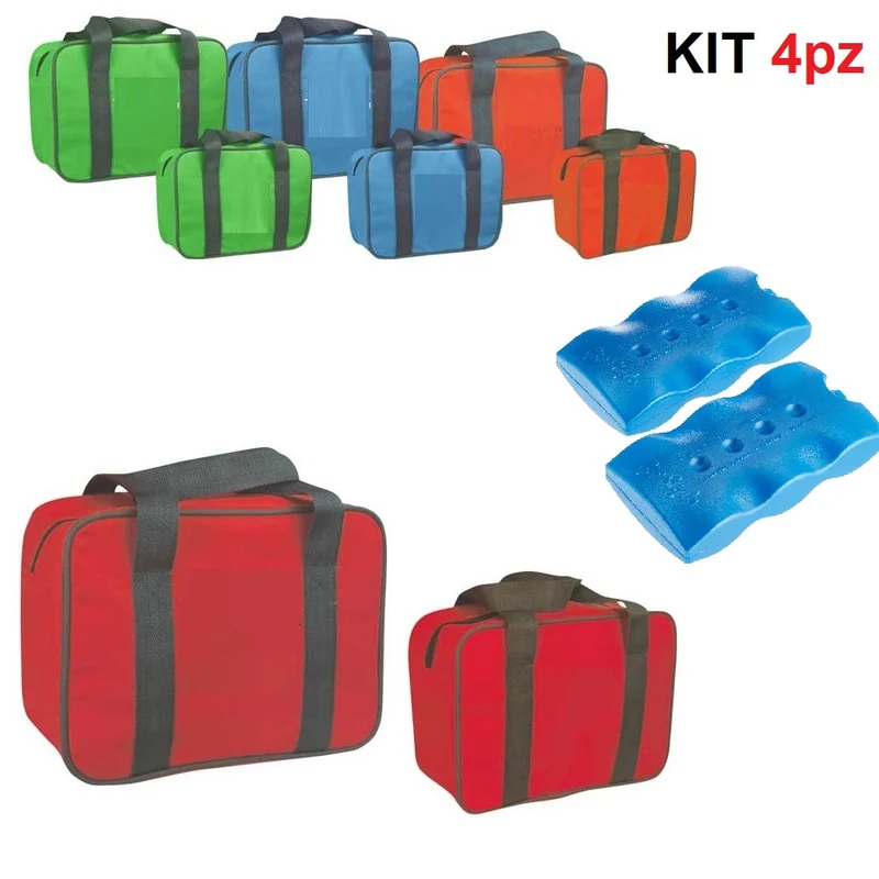 Kit 2 Borse Termiche 24LT e 7LT con 2 Mattonelle Ghiaccio 400ml Arancione