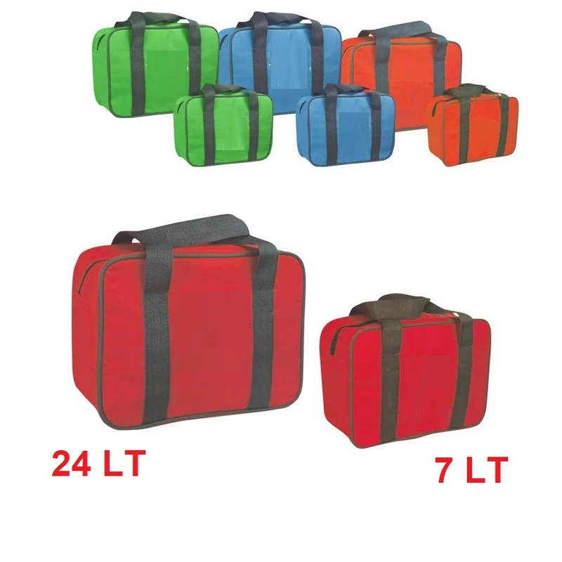 Kit 2 Borse Termiche 24LT e 7LT con 2 Mattonelle Ghiaccio 400ml Arancione