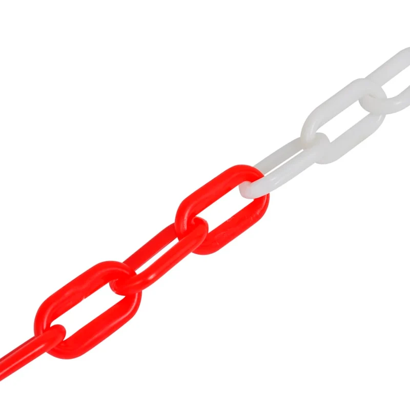Set Stradale Avvertenza con Pali e Catena in Plastica 10 m Rosso e Bianco
