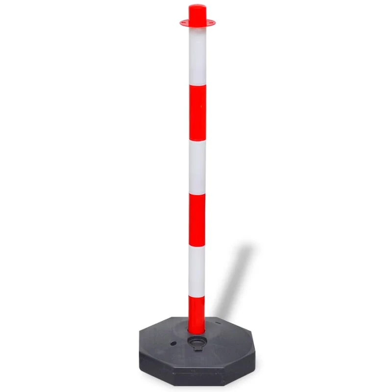 Set Stradale Avvertenza con Pali e Catena in Plastica 10 m Rosso e Bianco