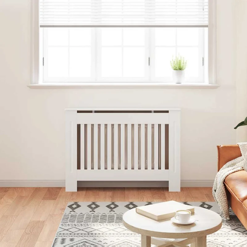 Armadietto Copritermosifone in MDF Bianco 112 cm Design Moderno