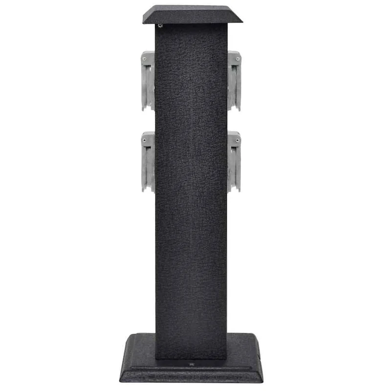 Presa Elettrica Giardino con Pilastro Design in Ferro 15,5 x 15,5 x 40,5 cm Nero
