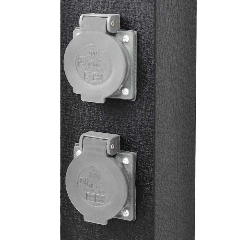 Presa Elettrica Giardino con Pilastro Design in Ferro 15,5 x 15,5 x 40,5 cm Nero