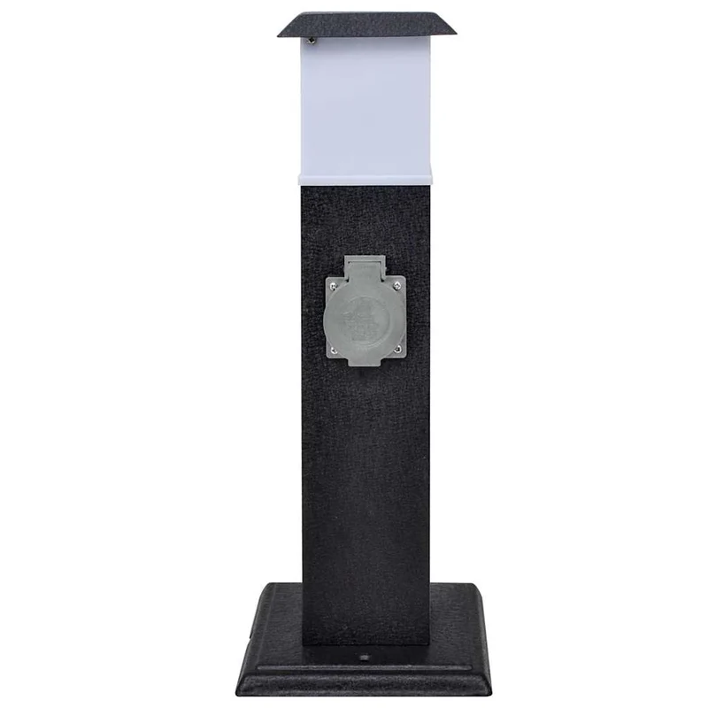 Presa Elettrica da Giardino a Pilastro Design in Ferro Robusto con Lampada Nera