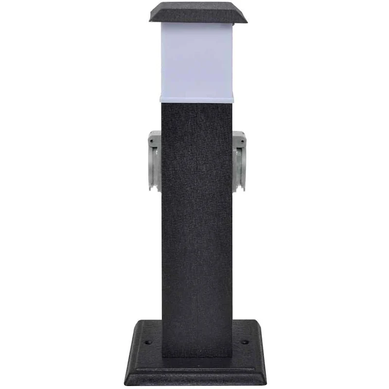 Presa Elettrica da Giardino a Pilastro Design in Ferro Robusto con Lampada Nera