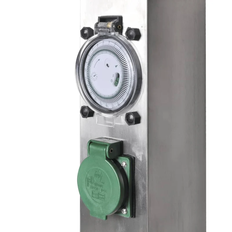 Presa Elettrica da Giardino a Pilastro Acciaio Inox con Timer Meccanico Versatile