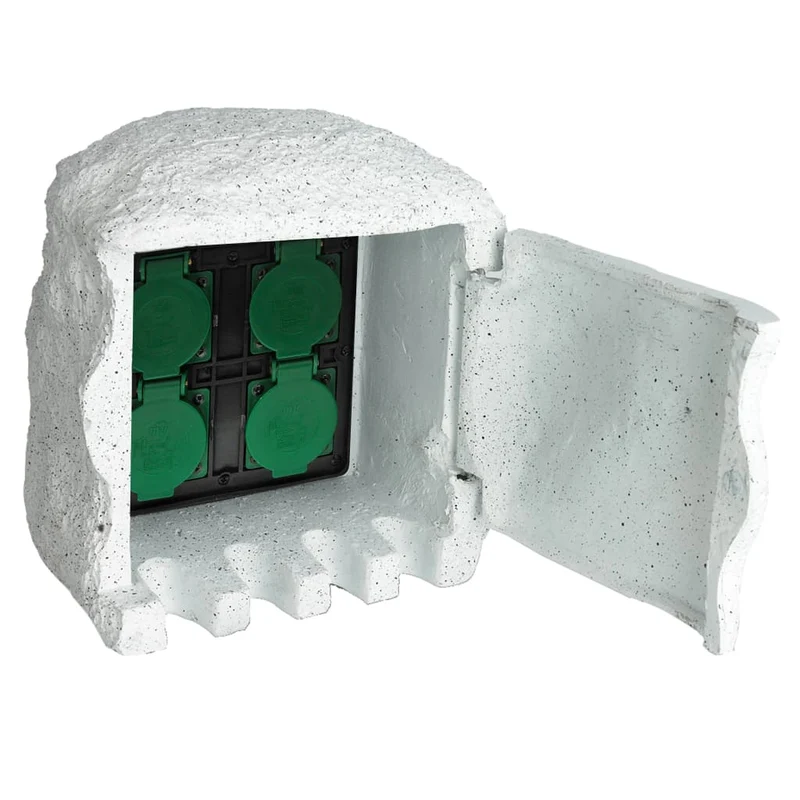 Presa Elettrica da Esterno 4 Spine Impermeabile Design Intelligente Resina Bianca