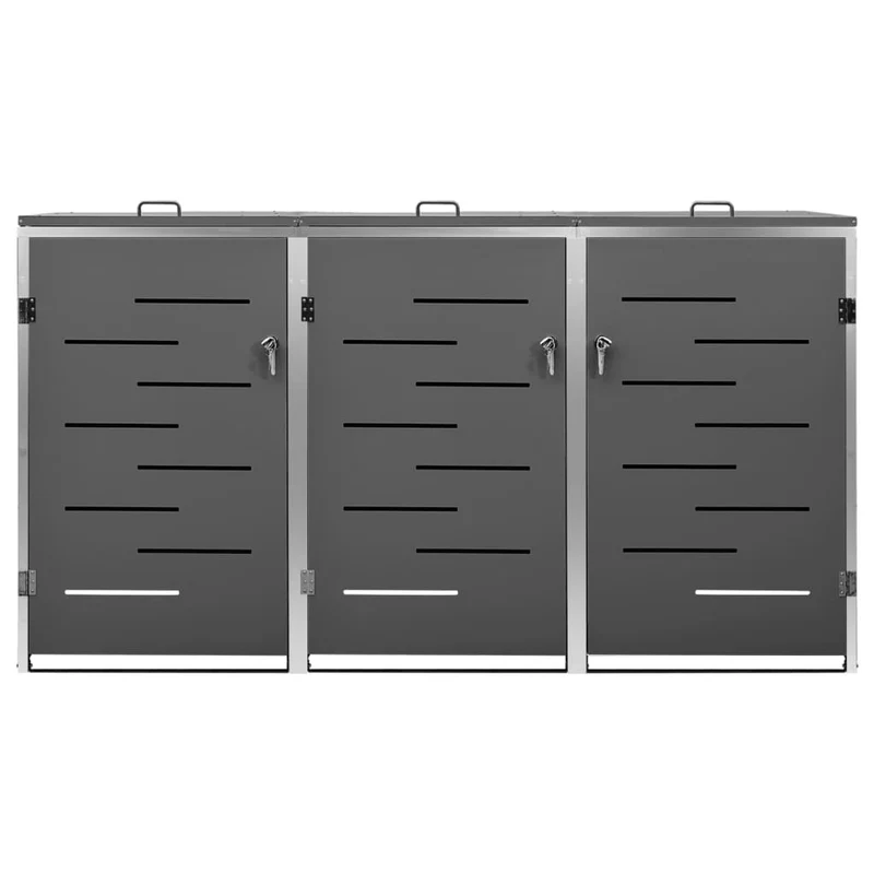 Copribidone per Spazzatura Triplo 207x77,5x112,5cm Acciaio Inox