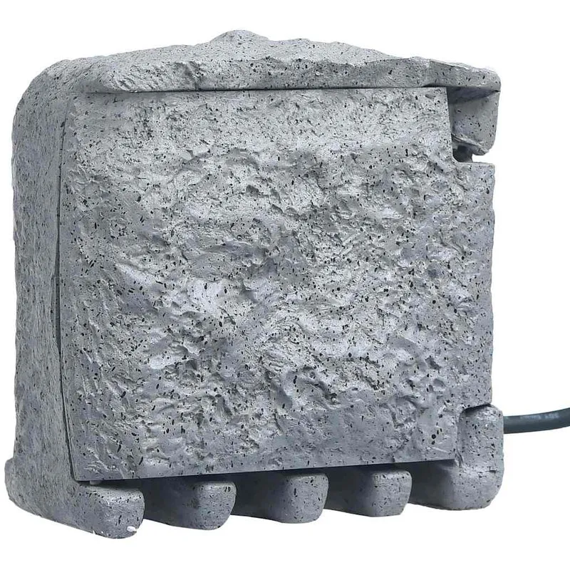 Presa da Esterno Multiuso con 2 Spine e Timer in Poliresina 19x19x20 cm Grigia