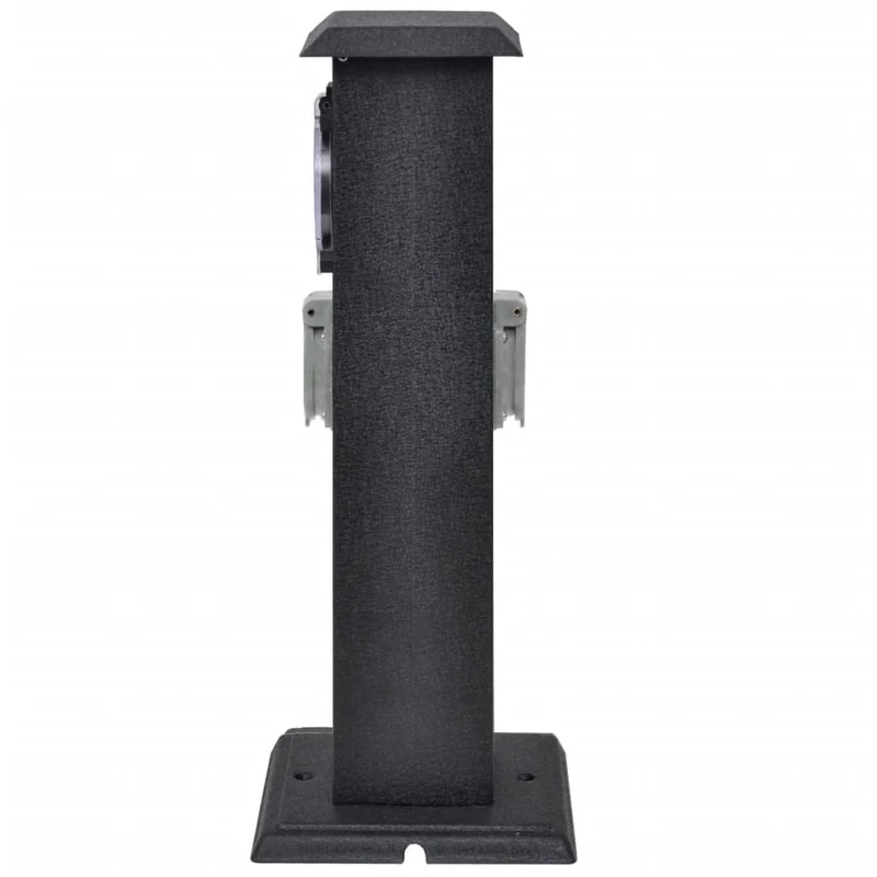 Presa Elettrica Giardino a Pilastro Design in Ferro Timer Maccanico 2 Prese Nera