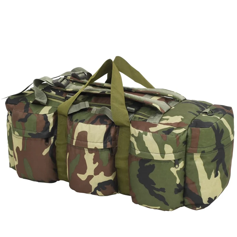 Borsone da Viaggio Stile Militare 3 in 1 90 L Tessuto Oxford Rivestito Mimetico