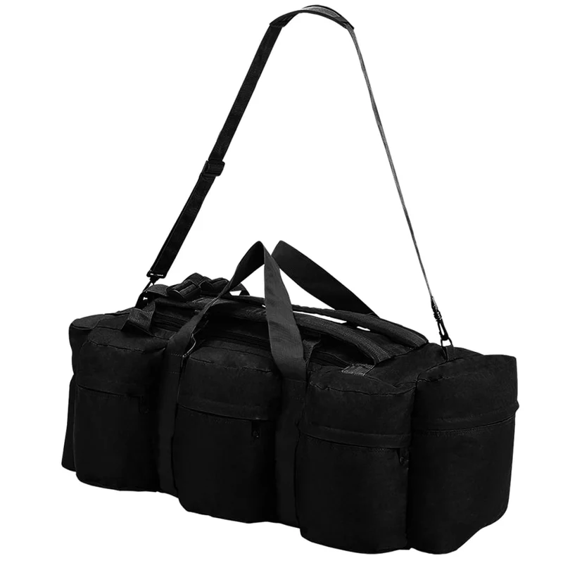Borsone da Viaggio Stile Militare 3 in 1 90 L Tessuto Oxford rivestito Nero