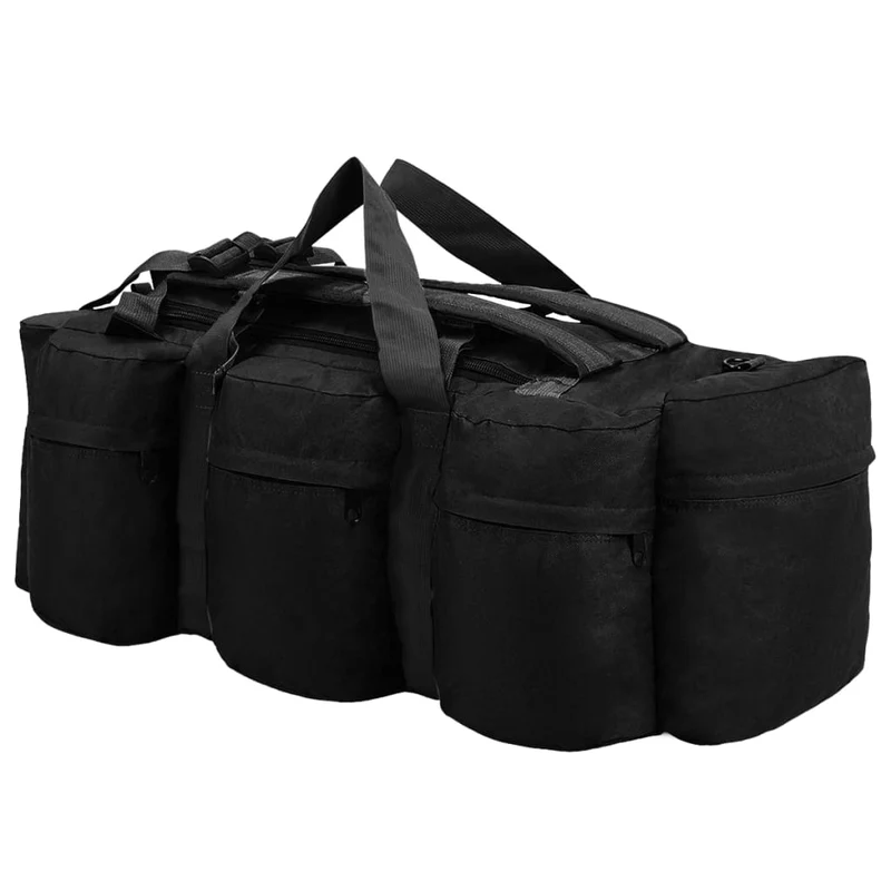 Borsone da Viaggio Stile Militare 3 in 1 90 L Tessuto Oxford rivestito Nero