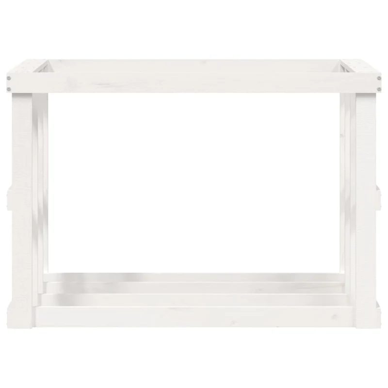 Portaceppi da Esterno Bianco 108x52x74 cm Legno Massello Pino